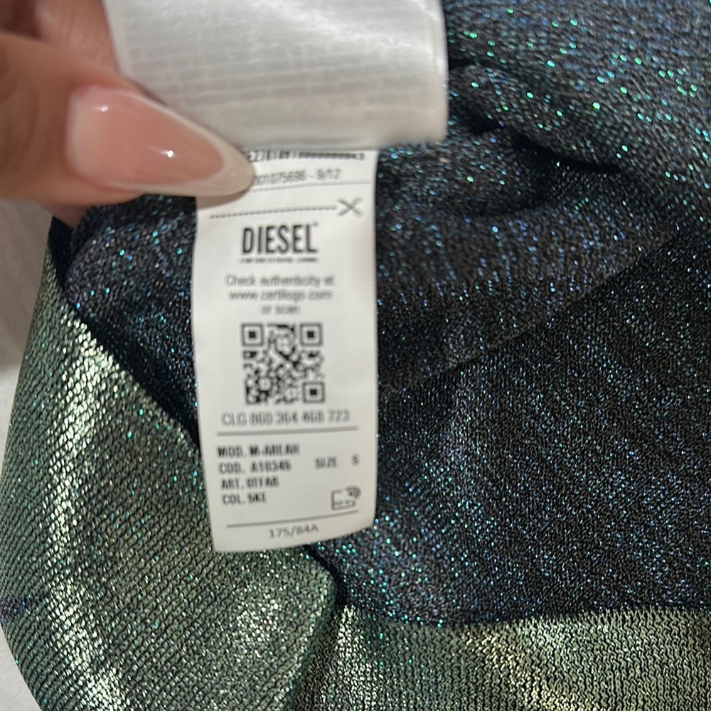 Green Shimmer Dress With Leaf Pattern - image 6